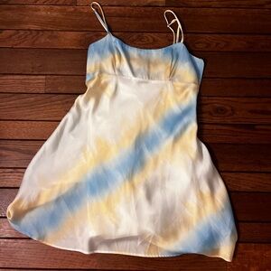 Zara Blue and Yellow Tie-Dye Mini Dress